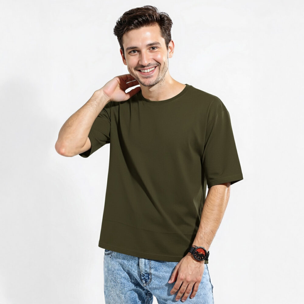 Mens Cotton Oversize T-shirt Olive Green