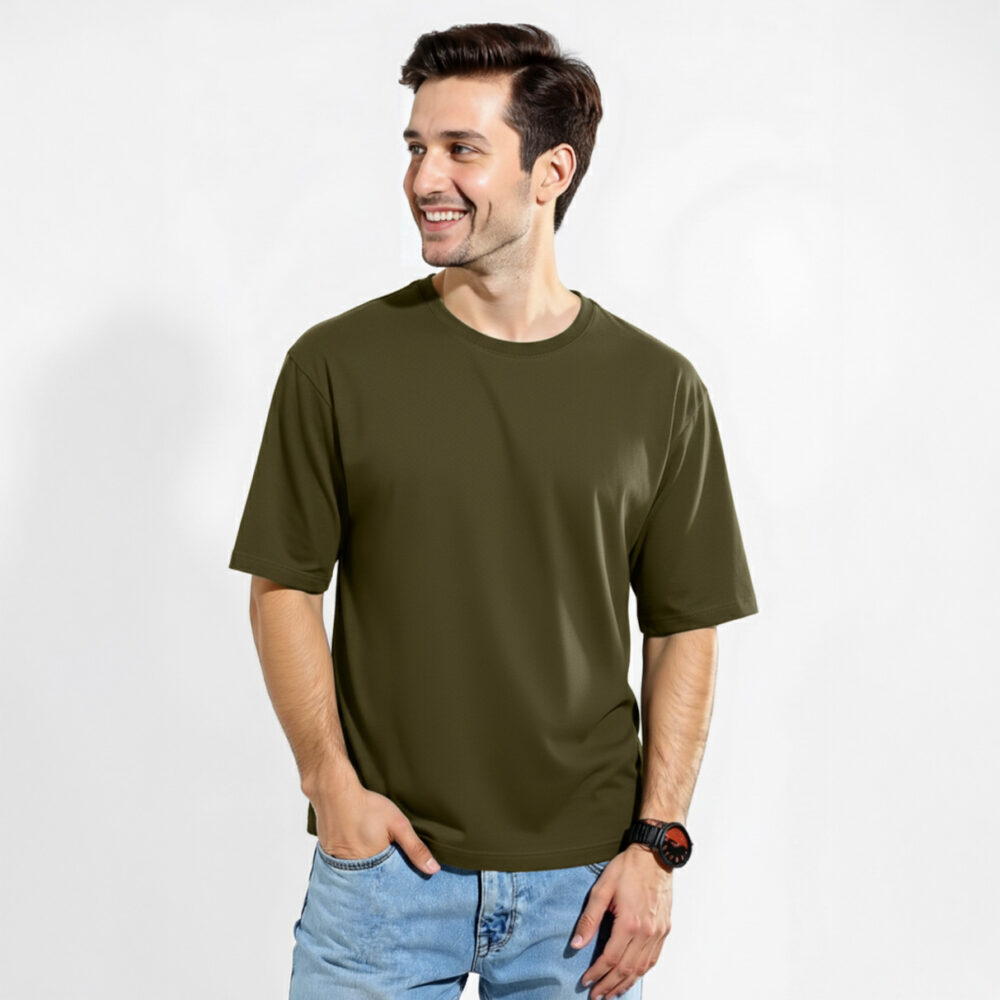 Mens Cotton Oversize T-shirt Olive Green