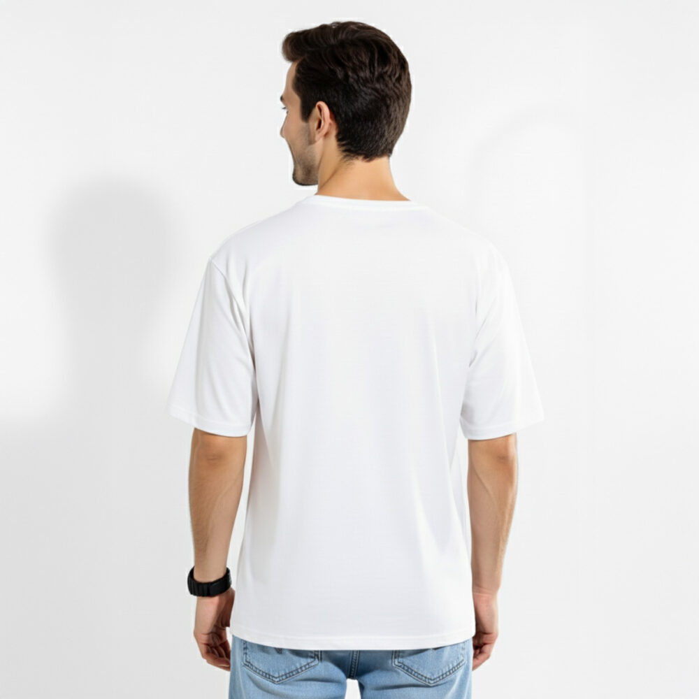 Mens Cotton Solid Oversize T-shirt White