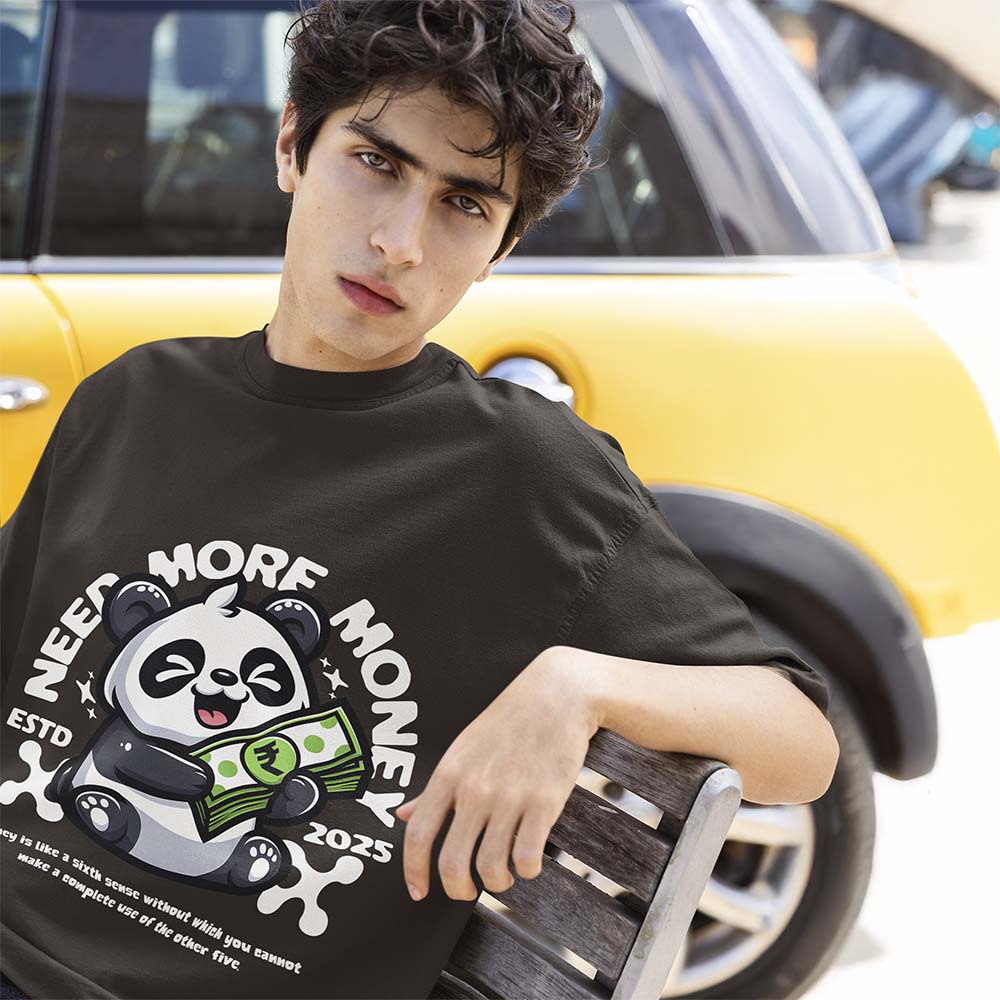 Men Oversize Printed T-shirt Brown