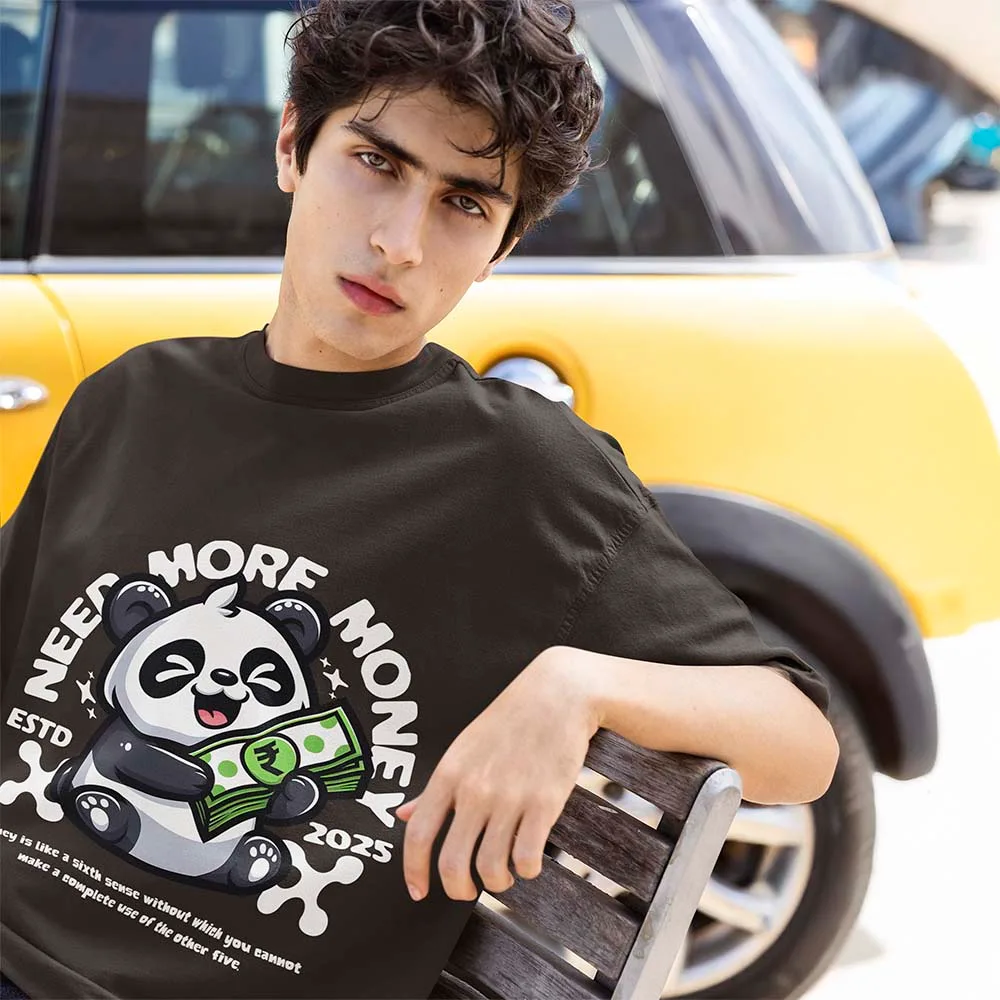 Men Oversize Printed T-shirt Brown