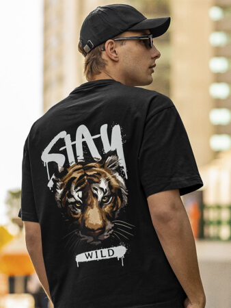 Men's Cotton Oversize Printed T-Shirt Black