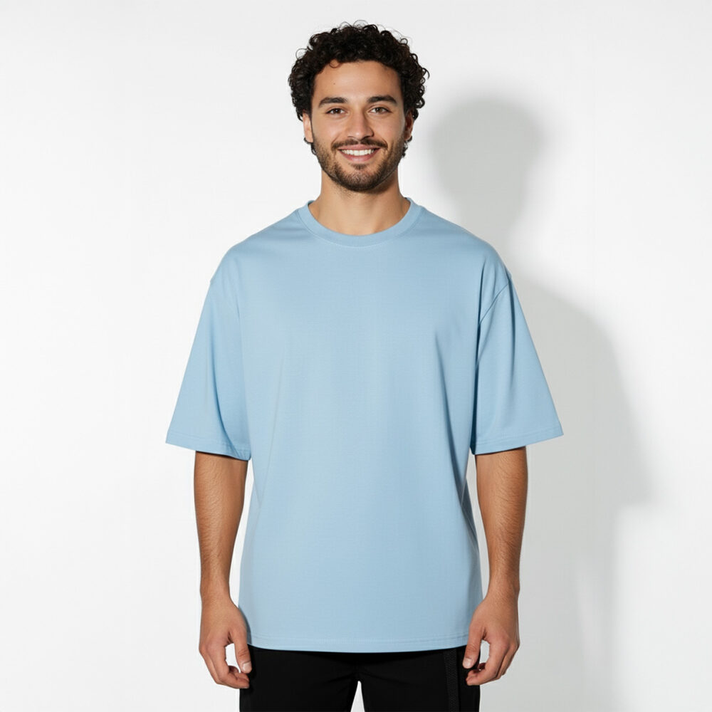 Men Oversize Plain T-shirt Aruba Blue