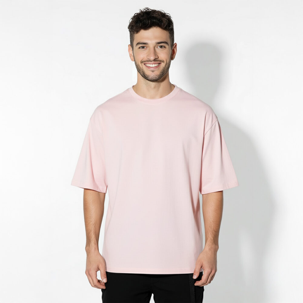 Men Oversize Plain T-shirt Pink