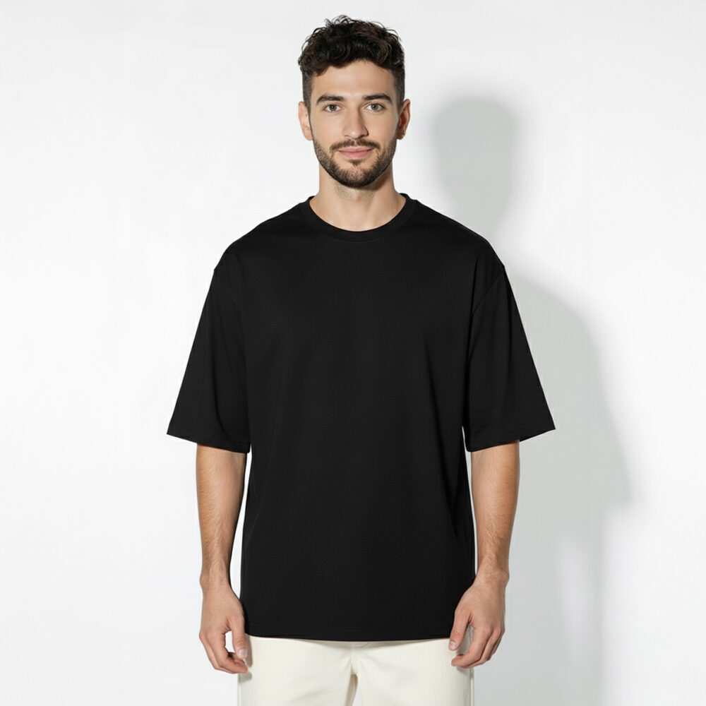 Men Oversize Plain T-shirt Black