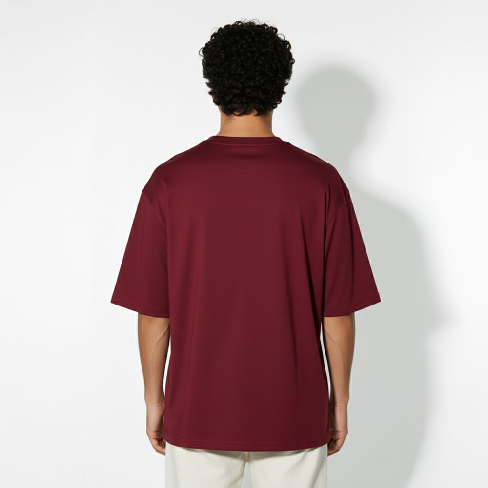 Men Oversize Plain T-shirt Bright Maroon