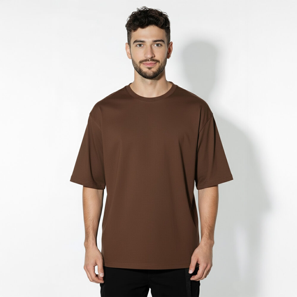 Men Oversize Plain T-shirt Chocolate Brown
