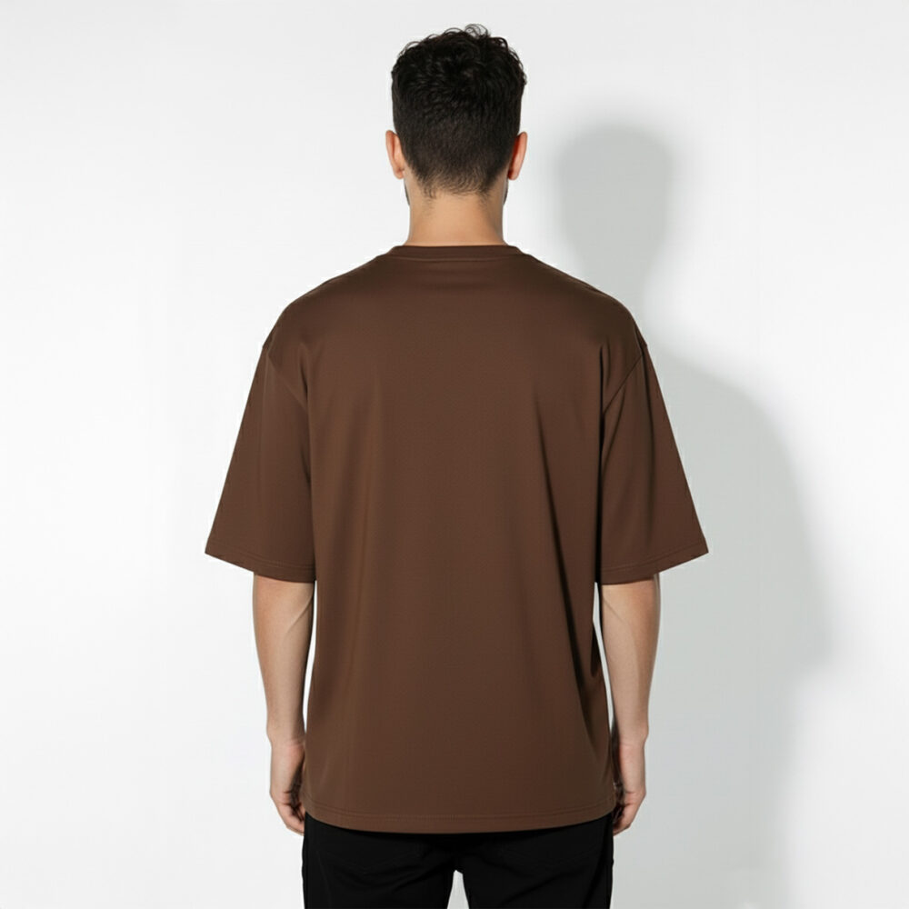 Men Oversize Plain T-shirt Chocolate Brown