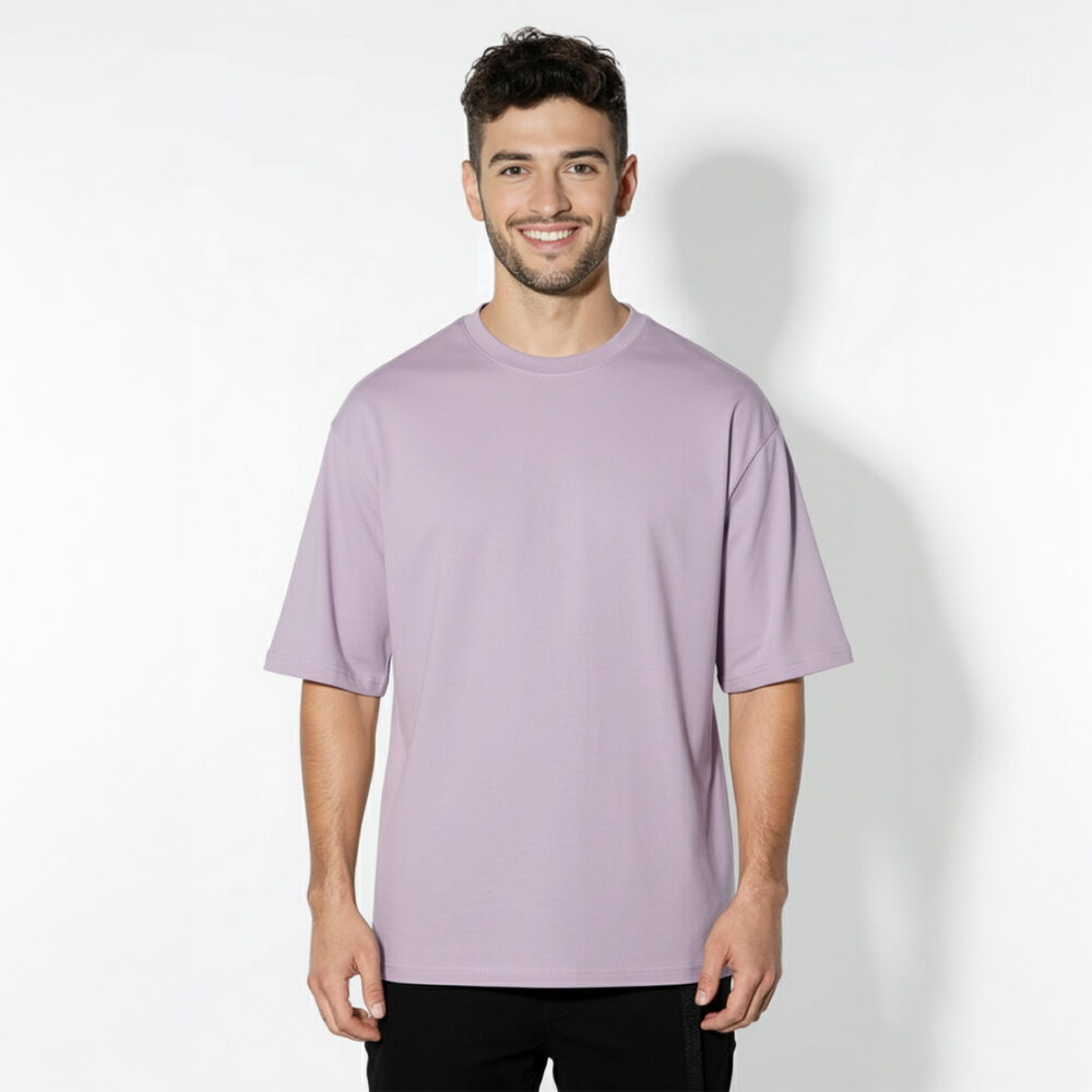 Men Oversize Plain T-shirt Lavender