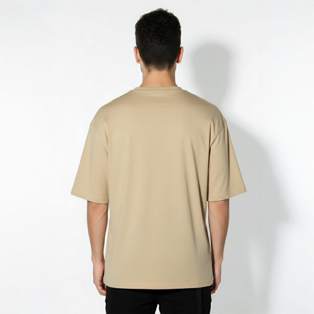 Men Oversize Plain T-shirt Light Beige