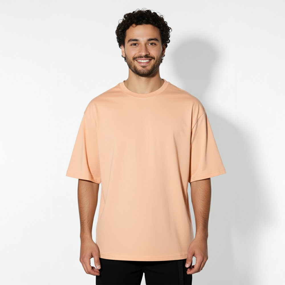 Men Oversize Plain T-shirt Peach Fuzz