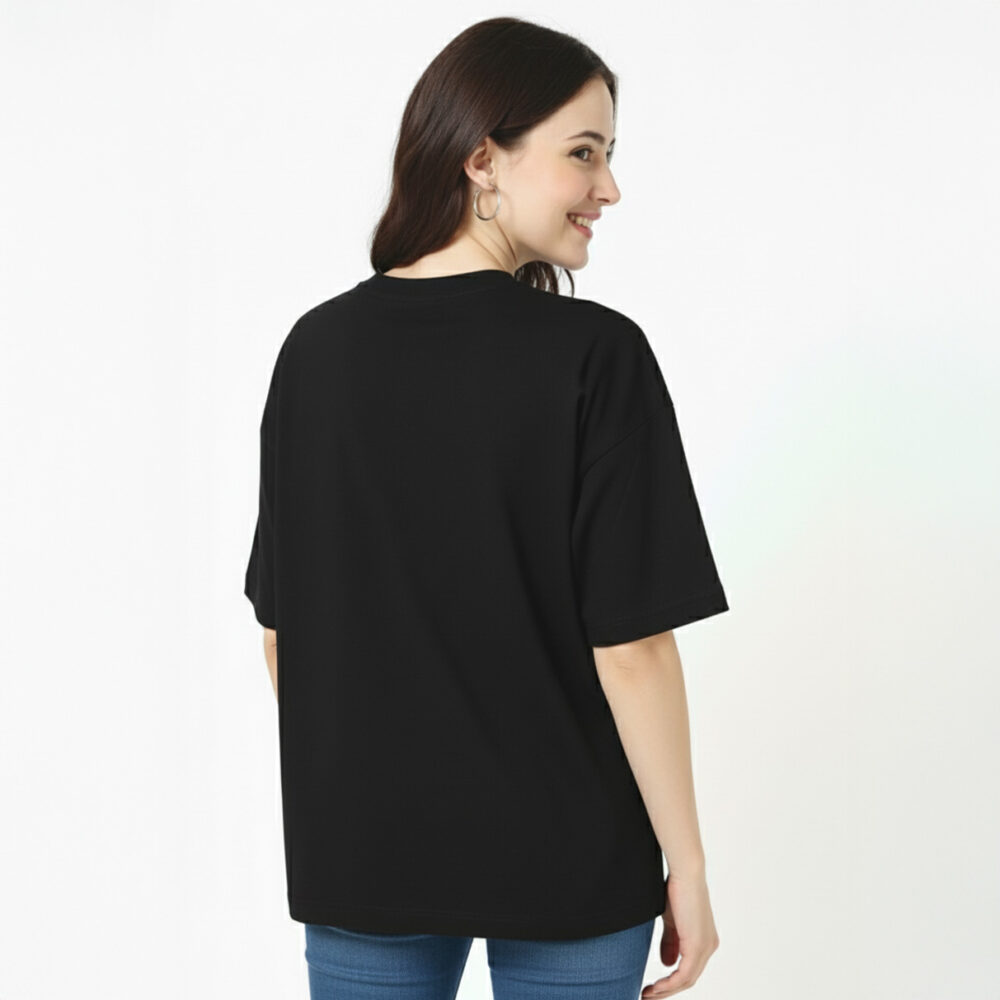 Female Cotton Solid Oversize T-shirt Black