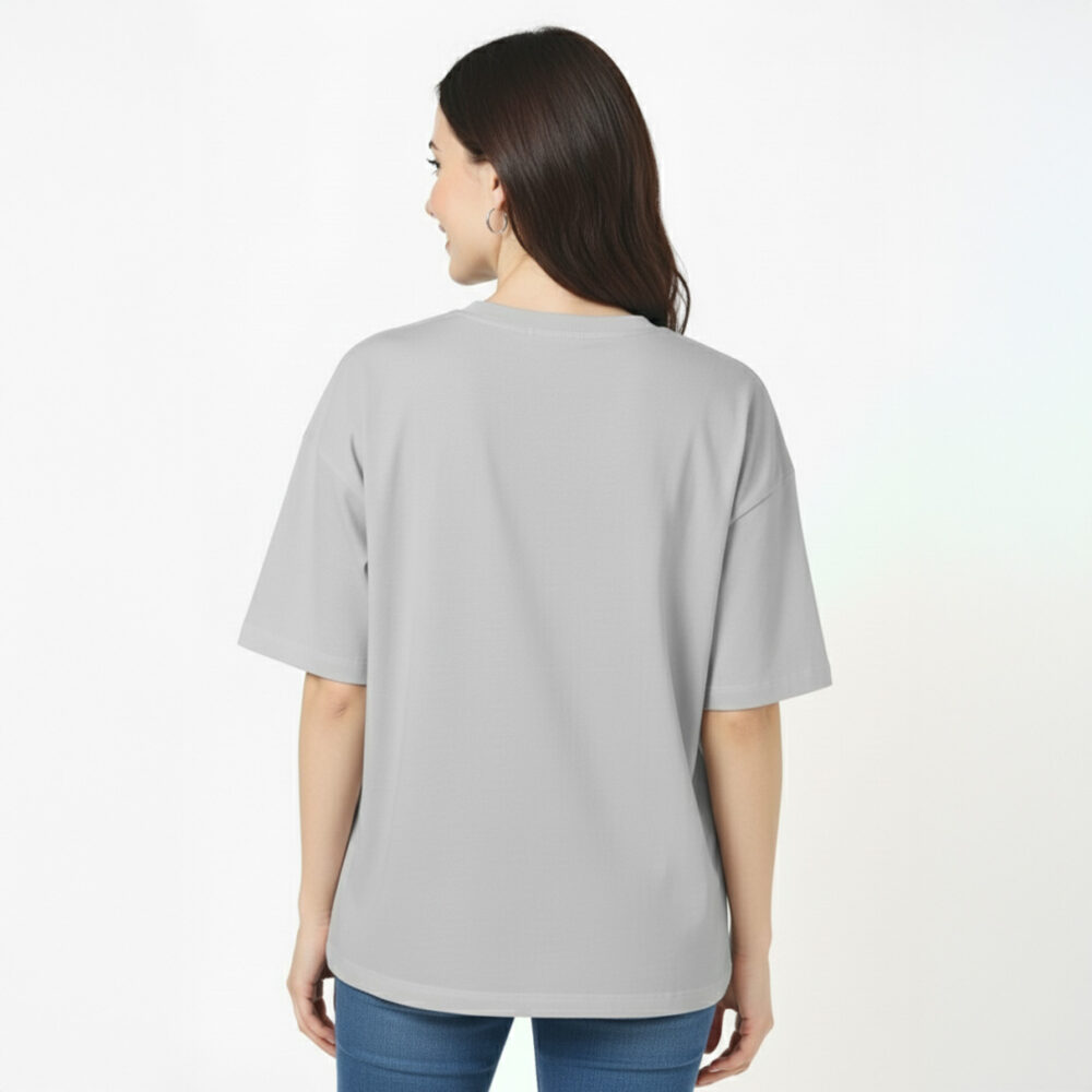 Female Cotton Solid Oversize T-shirt Grey