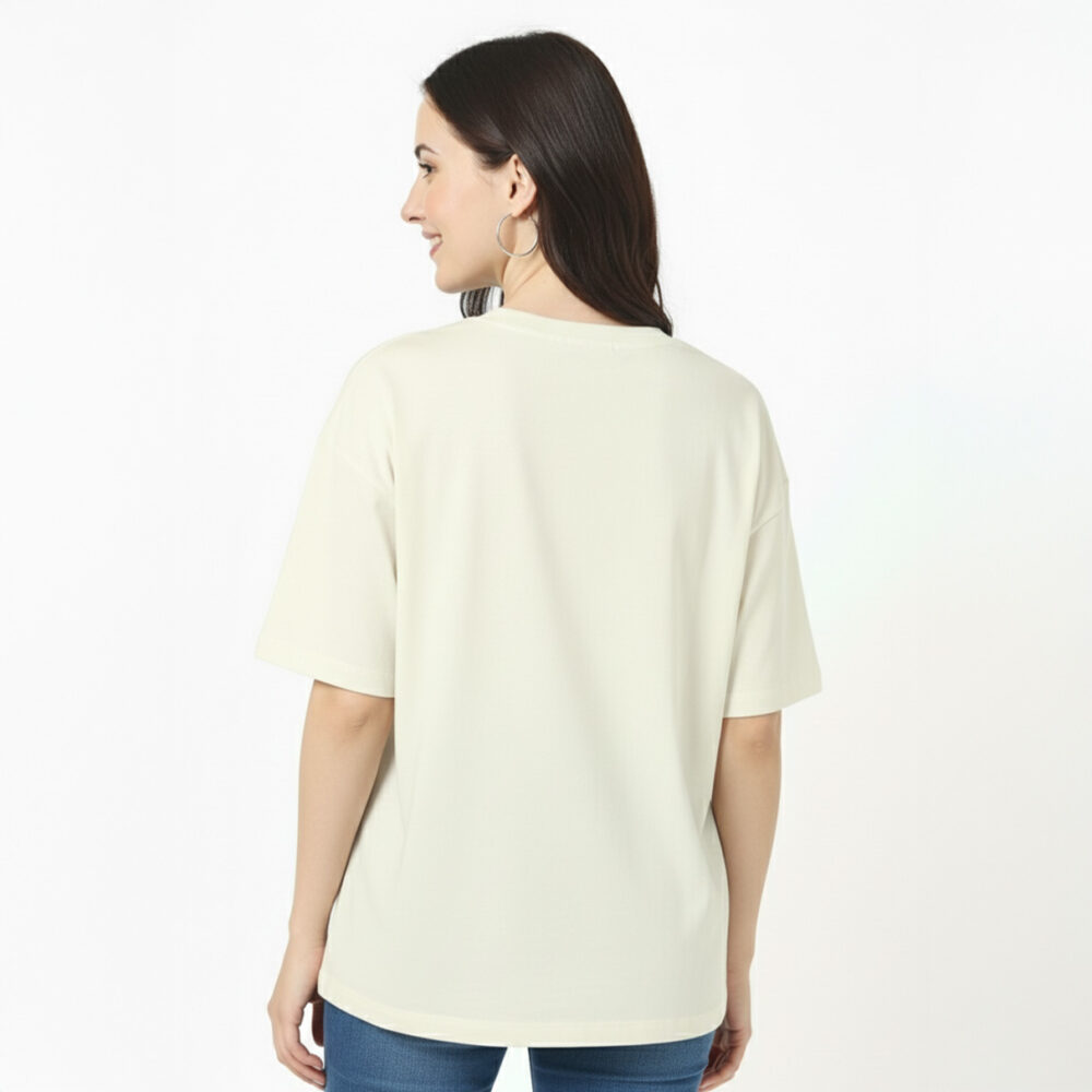 Female Cotton Solid Oversize T-shirt Off-White
