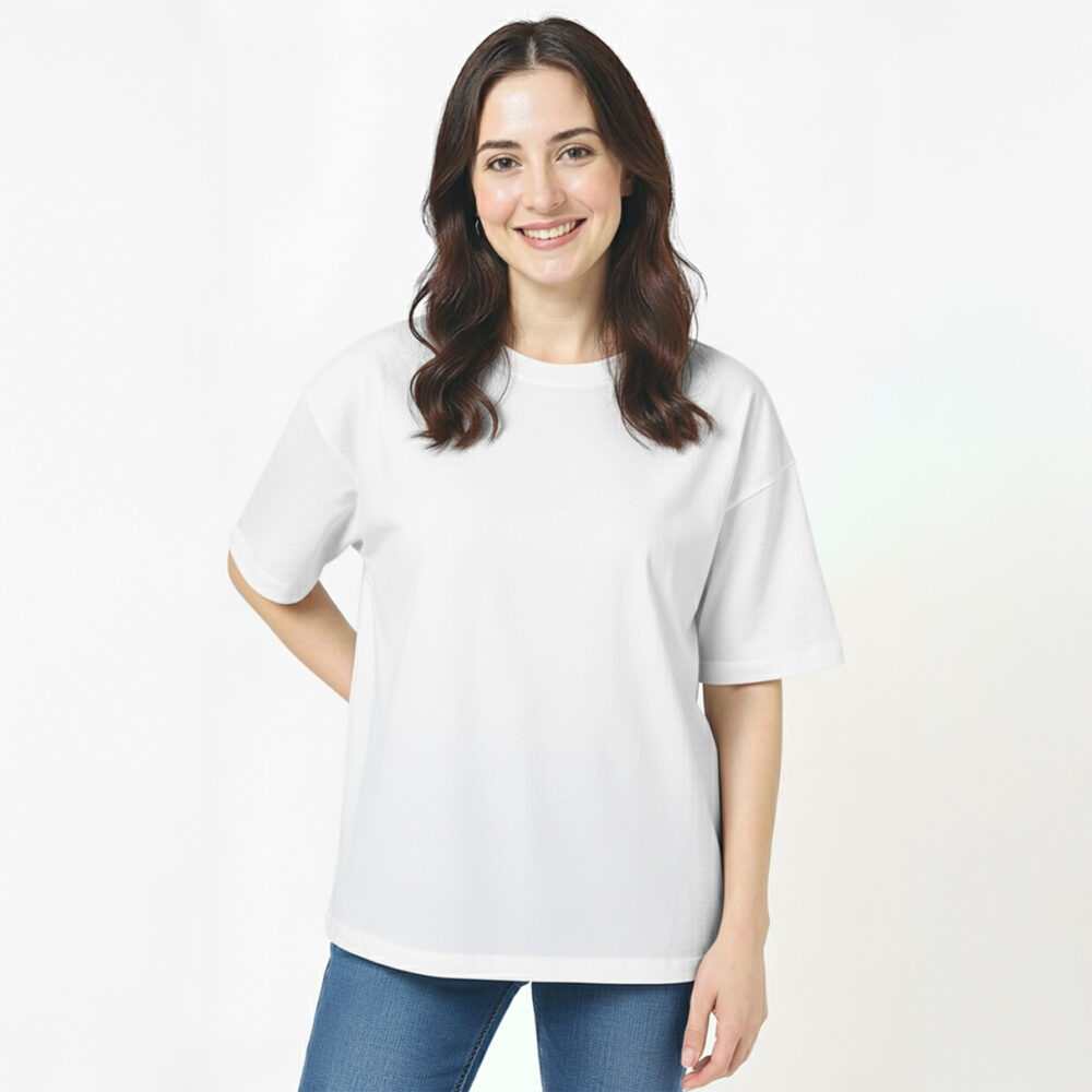 Female Cotton Solid Oversize T-shirt White