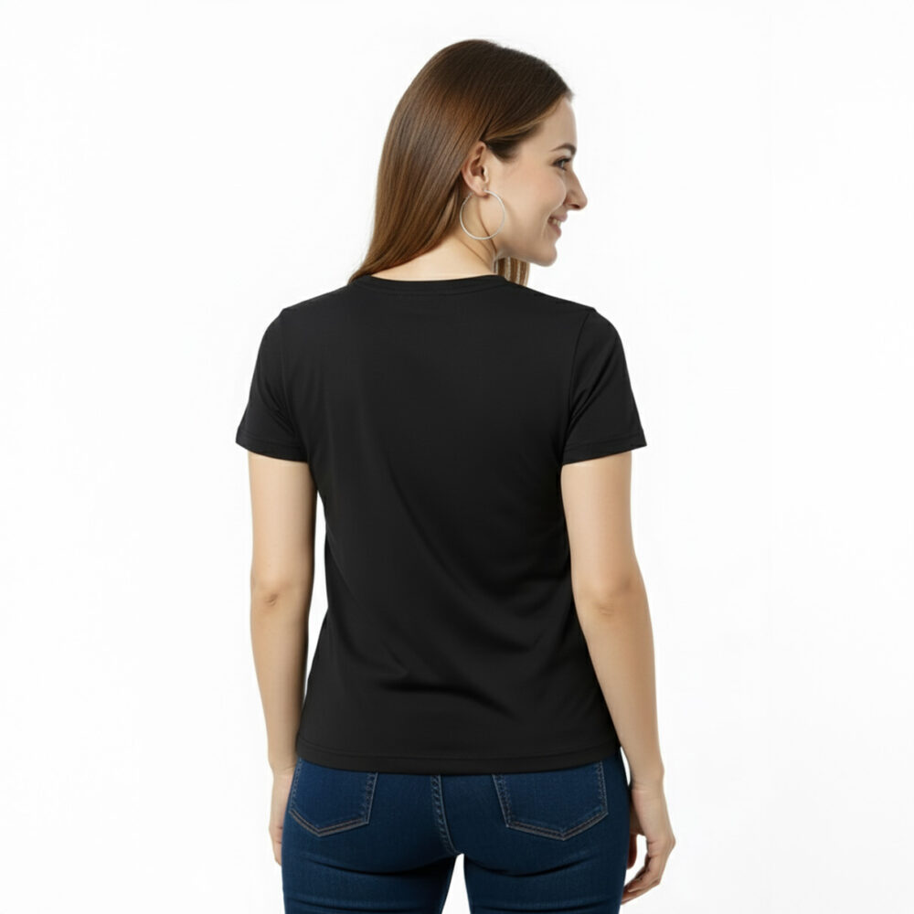 Women Regular Plain Cotton T-Shirt Black