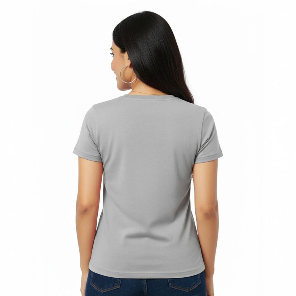 Women Regular Plain Cotton T-Shirt Grey