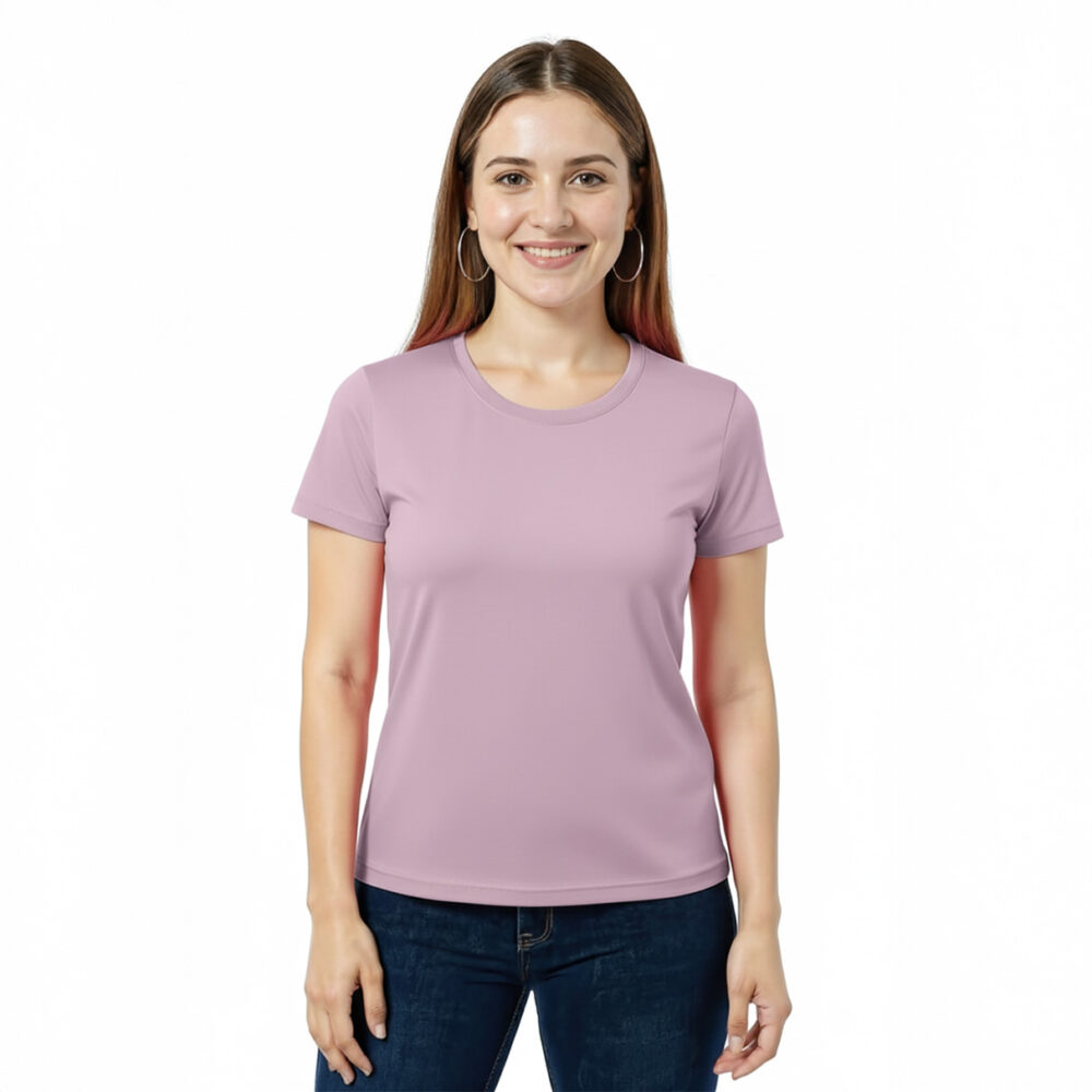 Women Regular Plain Cotton T-Shirt Lilac
