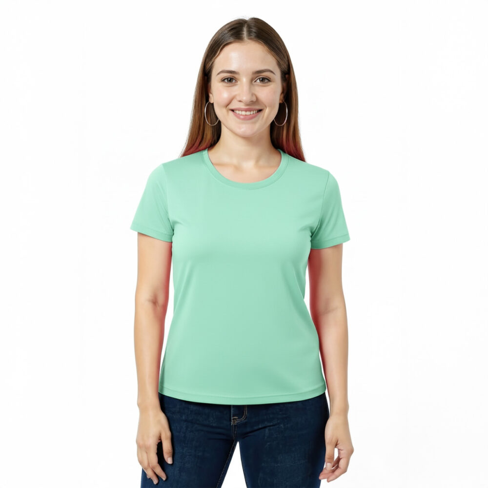 Women Regular Plain Cotton T-Shirt Mint