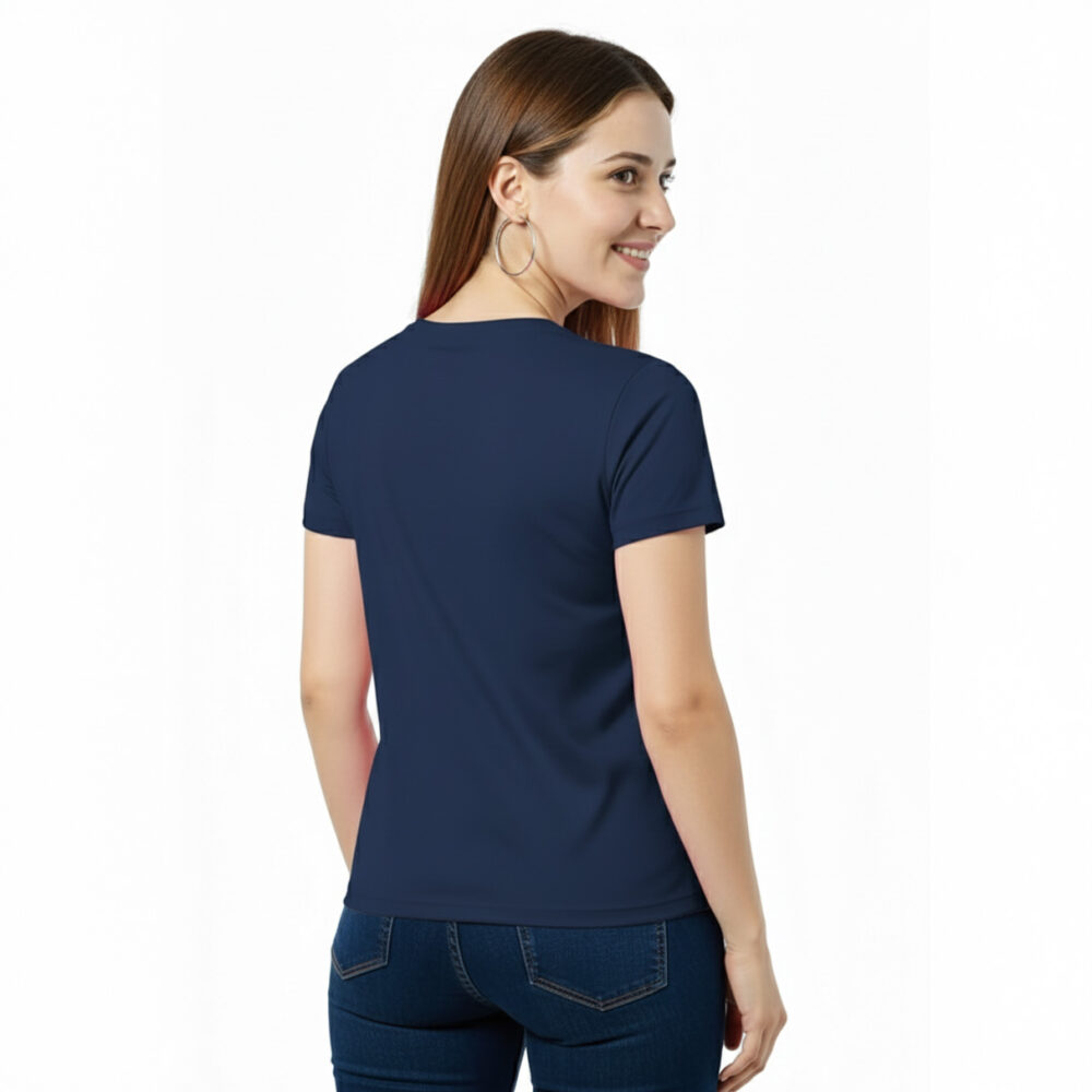 Women Regular Plain Cotton T-Shirt Navy Blue