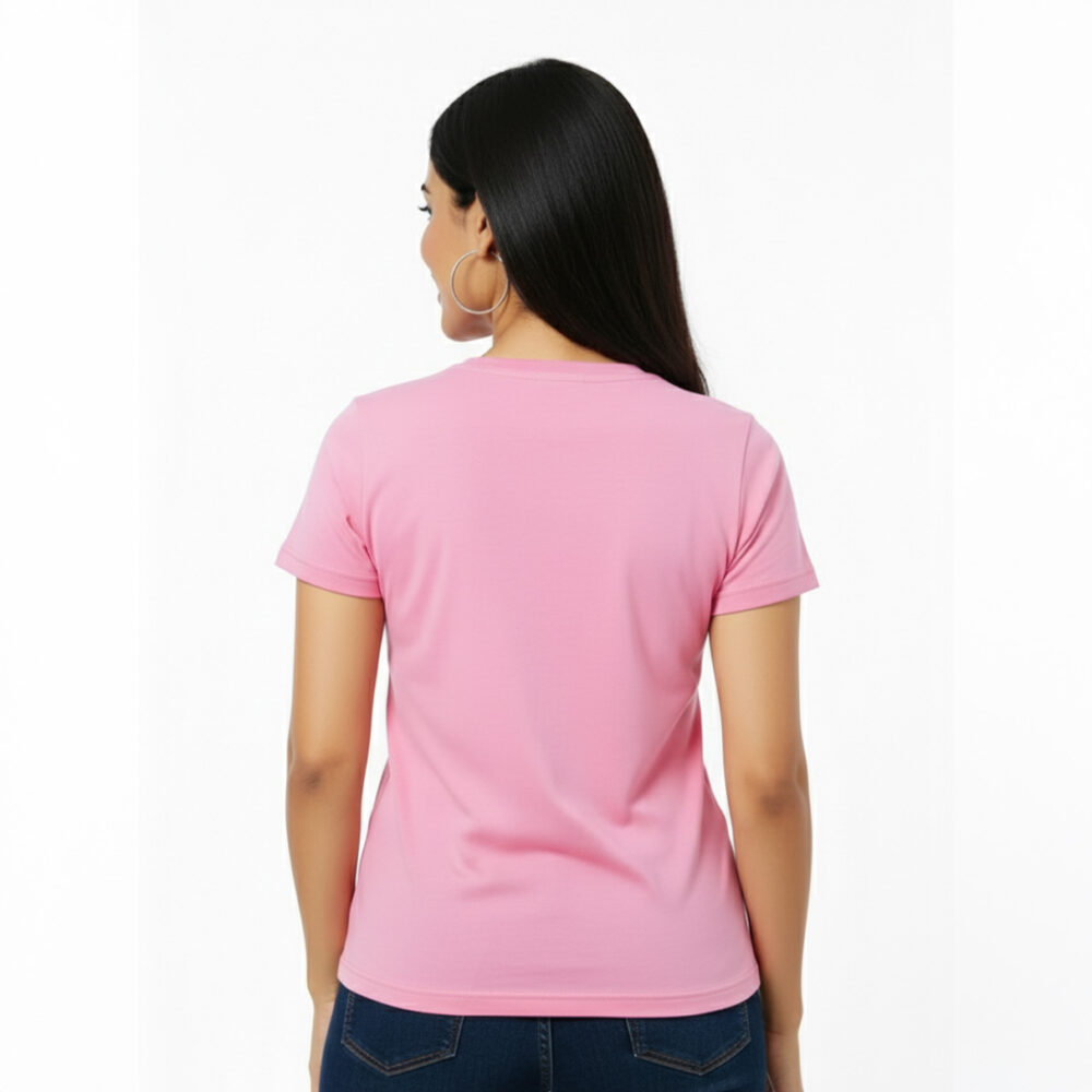 Women Regular Plain Cotton T-Shirt Pink