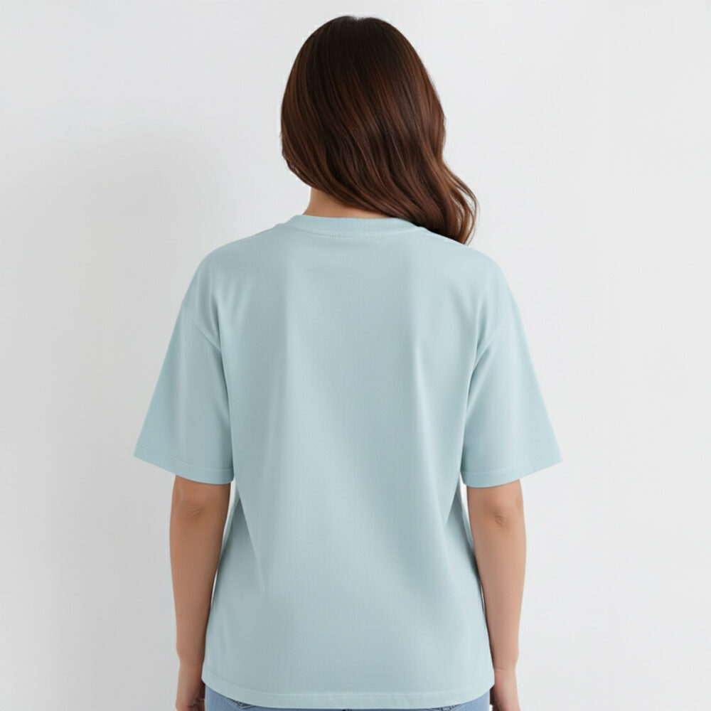 Women Solid Oversize T-shirt Aruba Blue