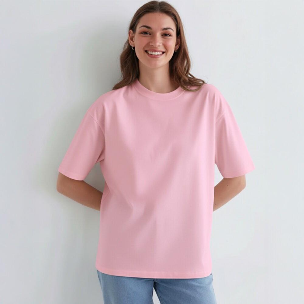 Women Solid Oversize T-shirt Pink