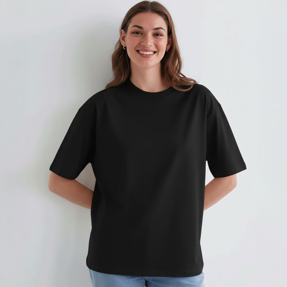 Women Solid Oversize T-shirt Black