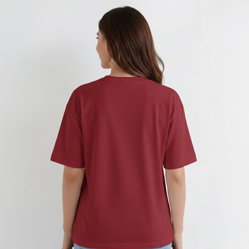 Women Solid Oversize T-shirt Bright Maroon