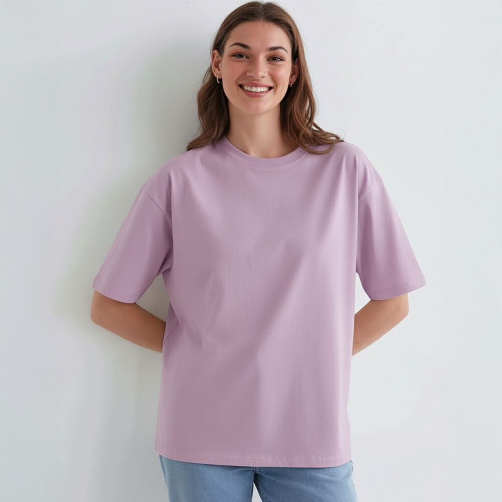 Women Solid Oversize T-shirt Lavender