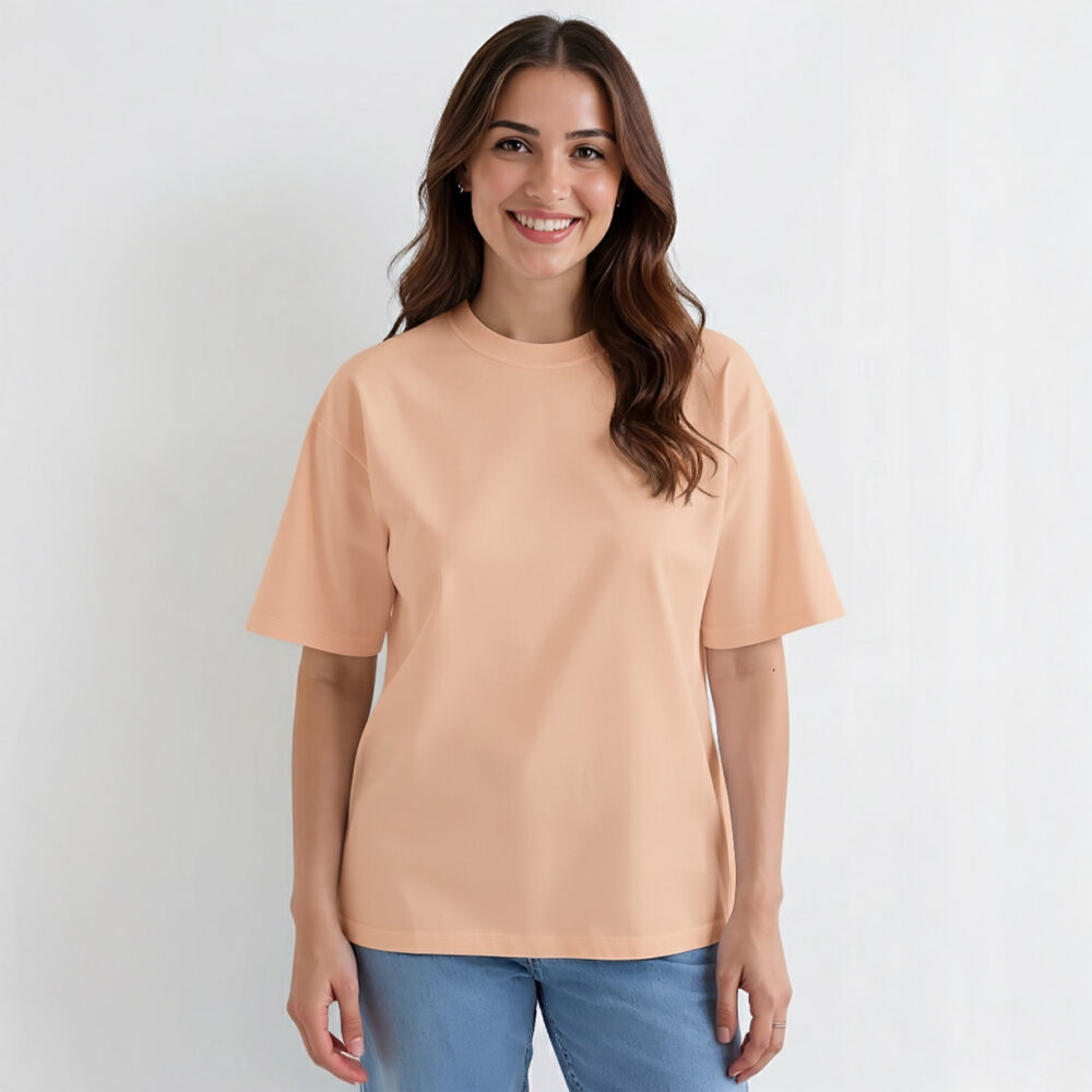 Women Solid Oversize T-shirt Peach Fuzz