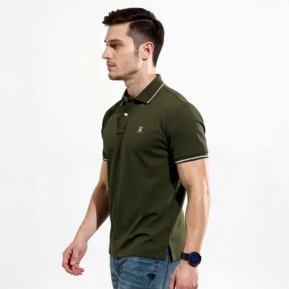 Olive Green Polo Tshirt Side