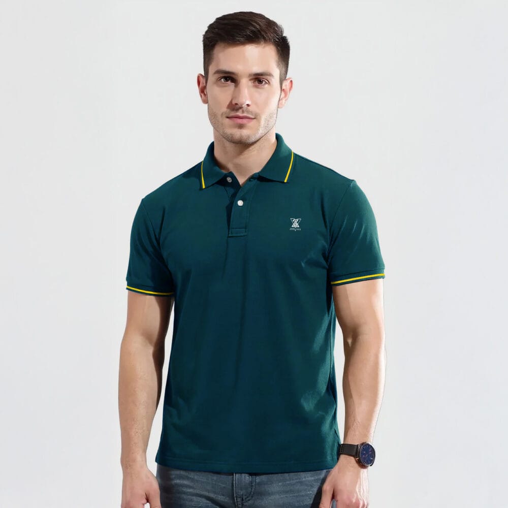 Polo T-shirt Petrol Blue Front