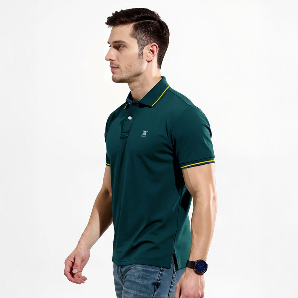 Polo T-shirt Petrol Blue Side