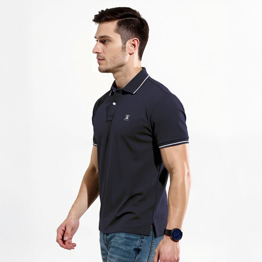 Navy Blue Polo Tshirt Side