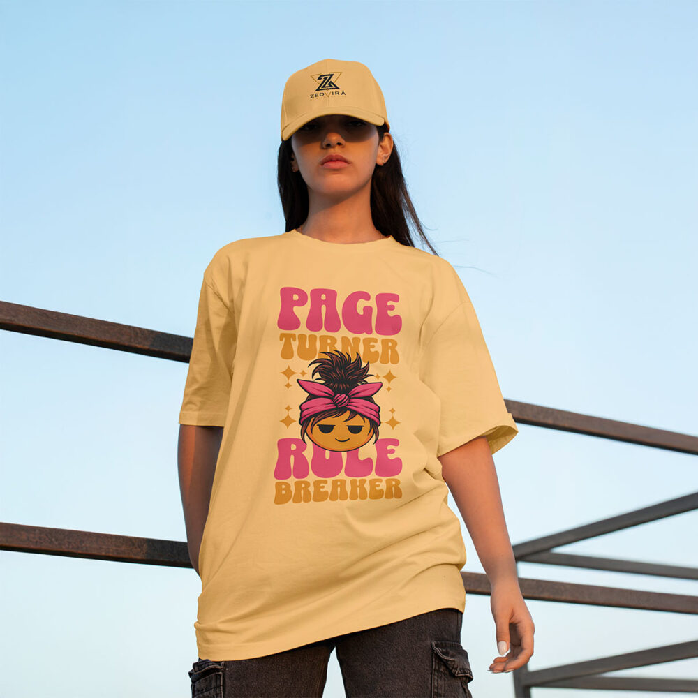 Women Printed Oversize T-shirt Peach
