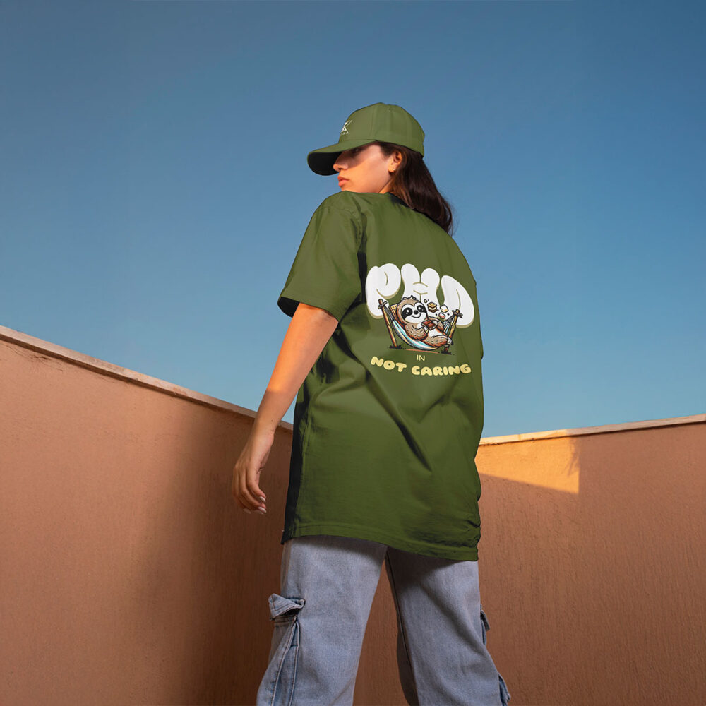 Women Cotton Printed Oversize T-shirt Olive Green