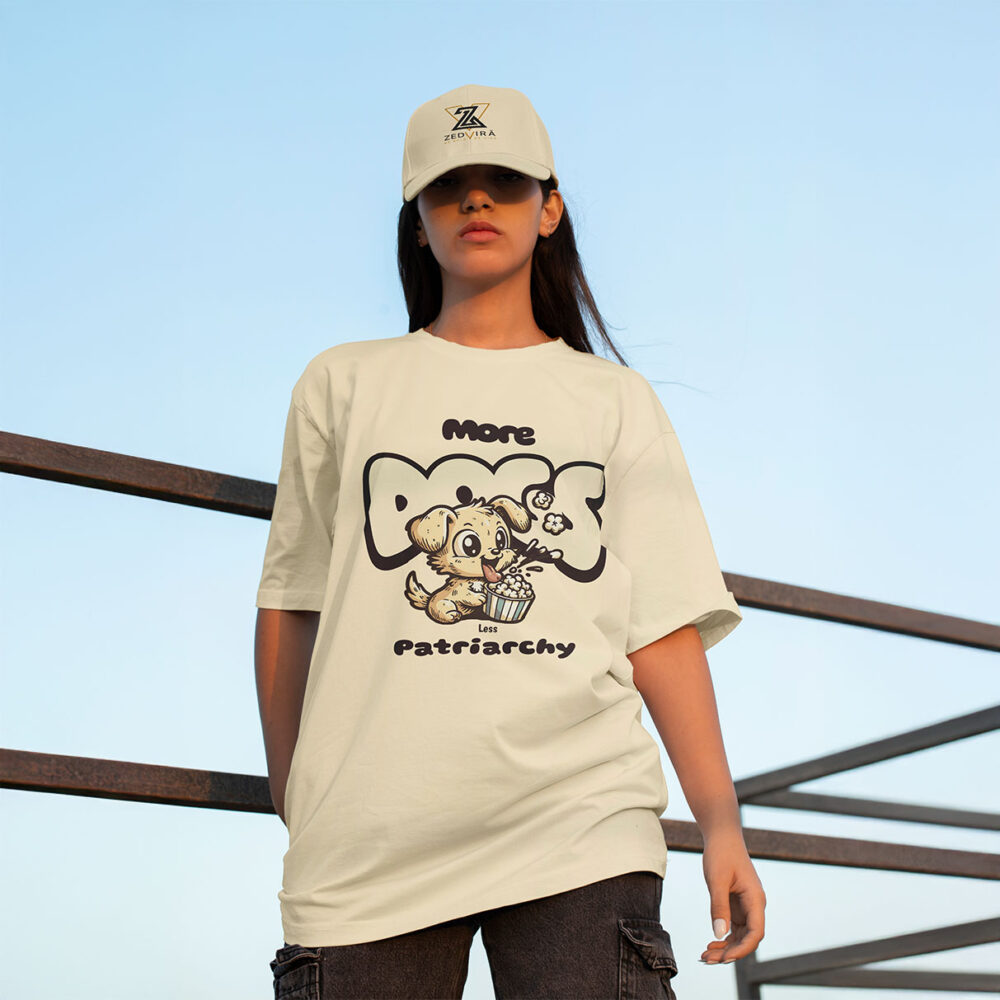 Women Cotton Printed Oversize T-shirt White