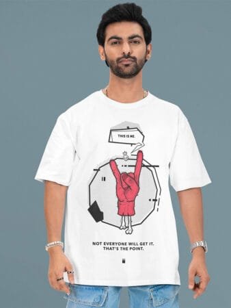 Men Oversize White Printed Tshirt - This is me