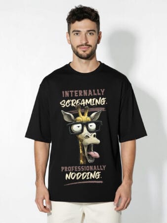 Printed Black Oversize Tshirt - Internally Screaming