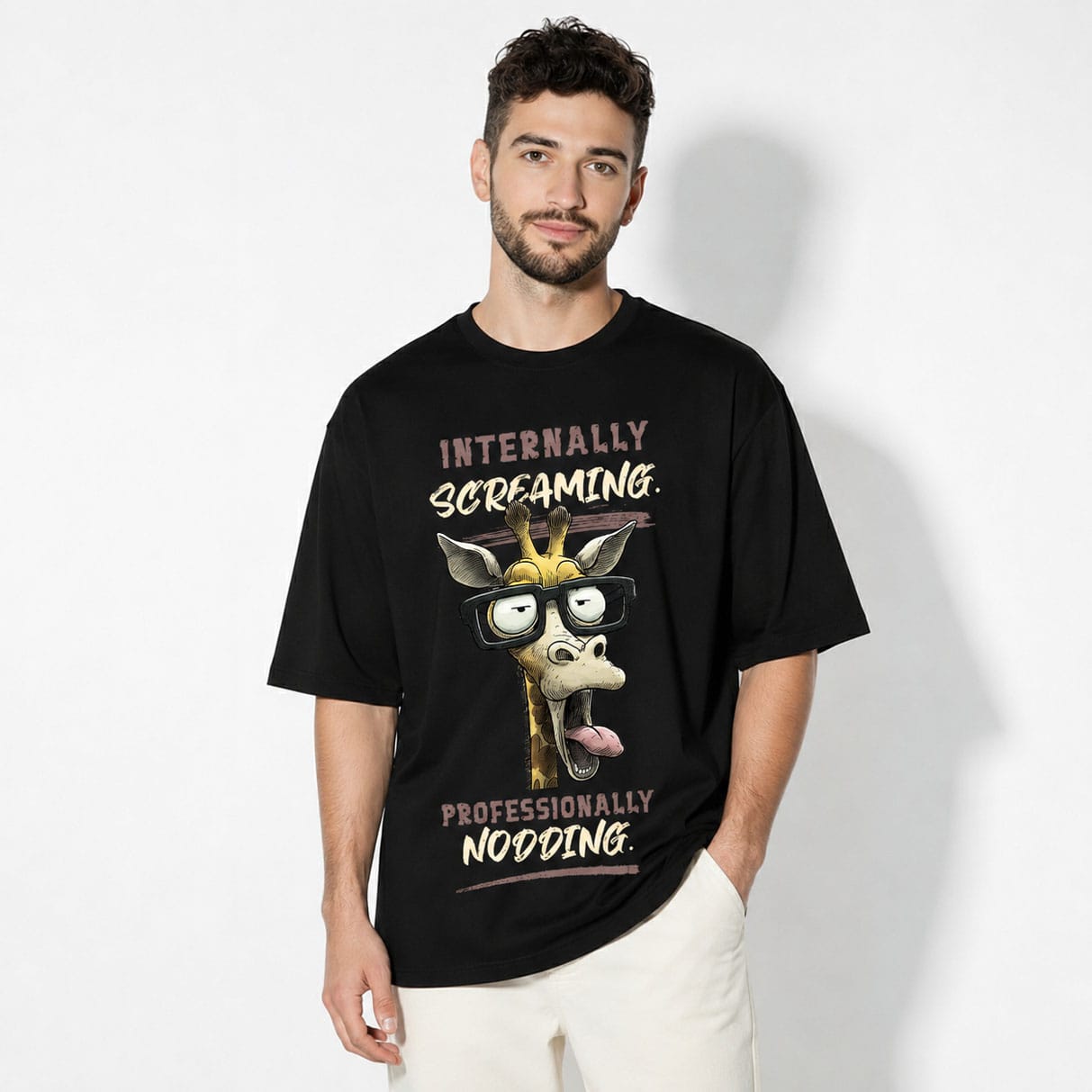 Printed Black Oversize Tshirt - Internally Screaming