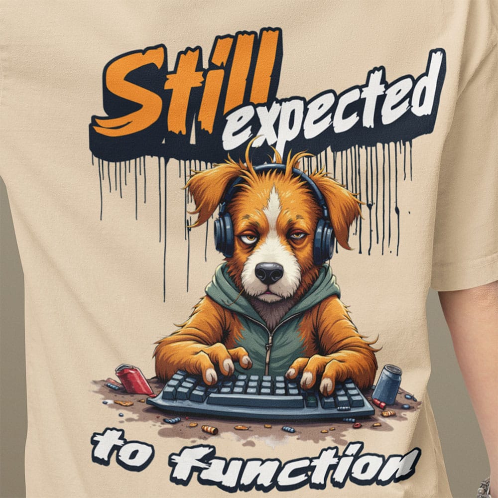 Women’s Oversize Printed T-Shirt – 1% Barely Functioning (Off-White)